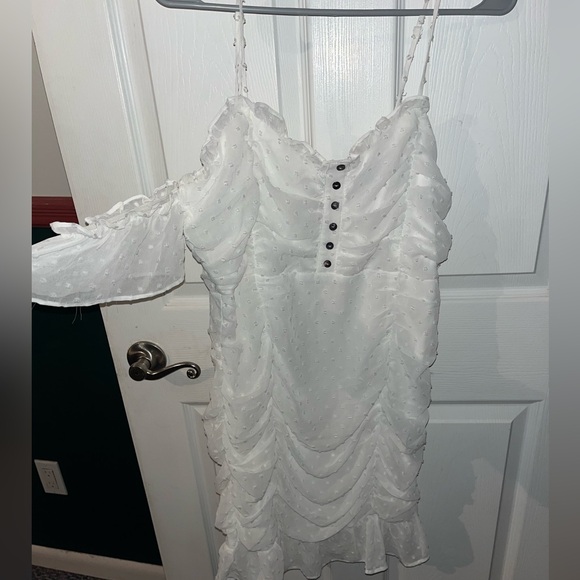 Ruched White Dress - Picture 1 of 7